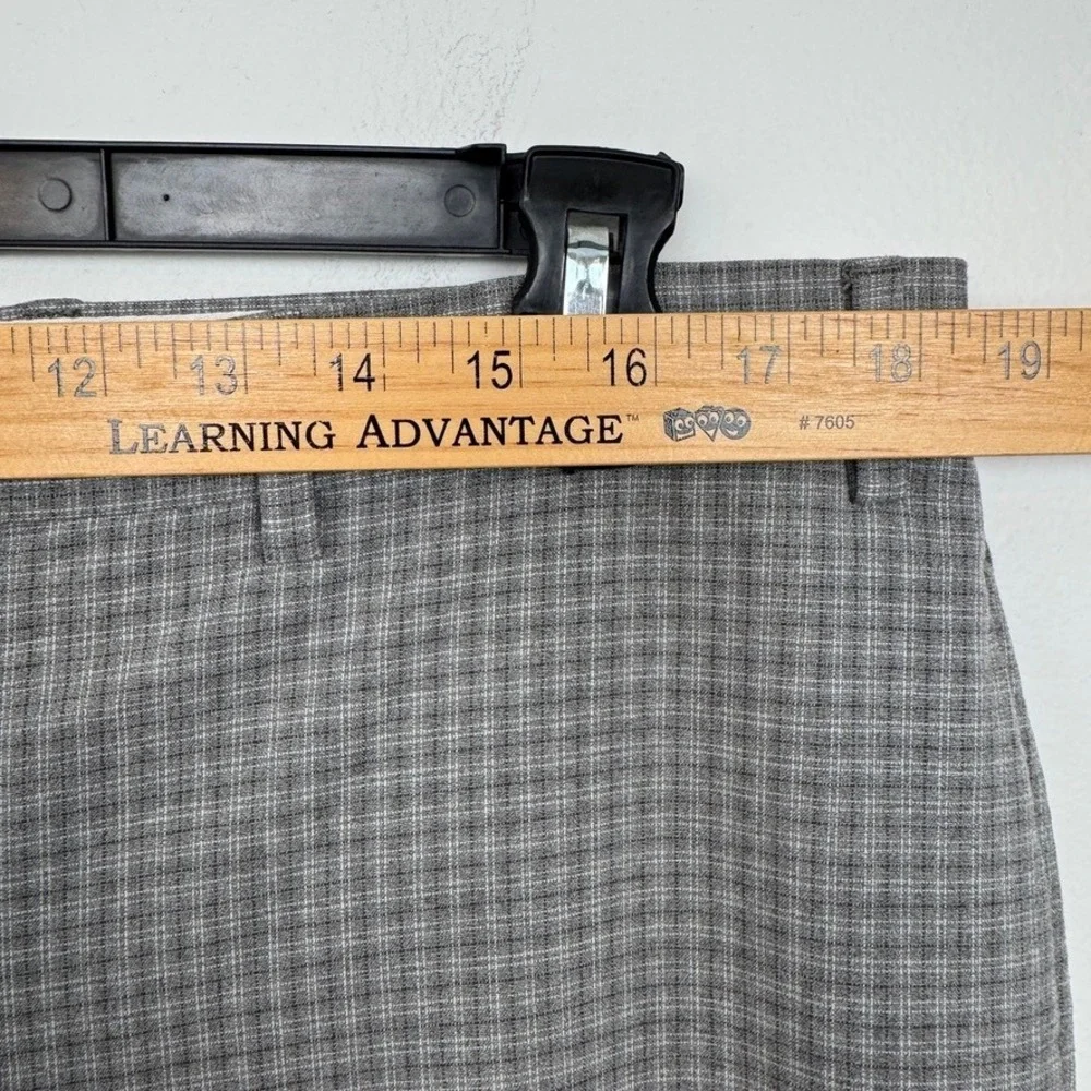Lauren Ralph Lauren Mens Grey Micro Check Dress Pants 36W x 32L Stretch Trousers